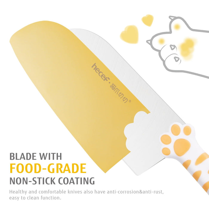 Hecef Cute Kitchen Knife Block Set, 5-piece Non-Stcik Ultra Sharp Knives Set with Detachable Block and Scissors
