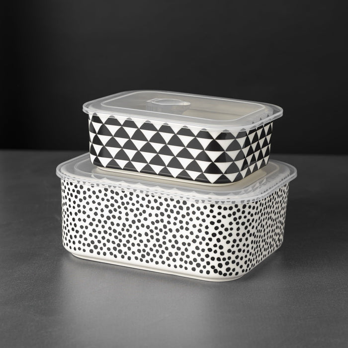 Thyme & Table 4-piece Square Ceramic Baking Dish & Lid Set, Dot