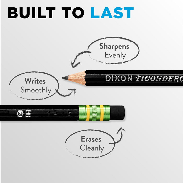 Ticonderoga Number 2 Soft Pencils, Wood-Cased Graphite Black Pencil, 12 Count