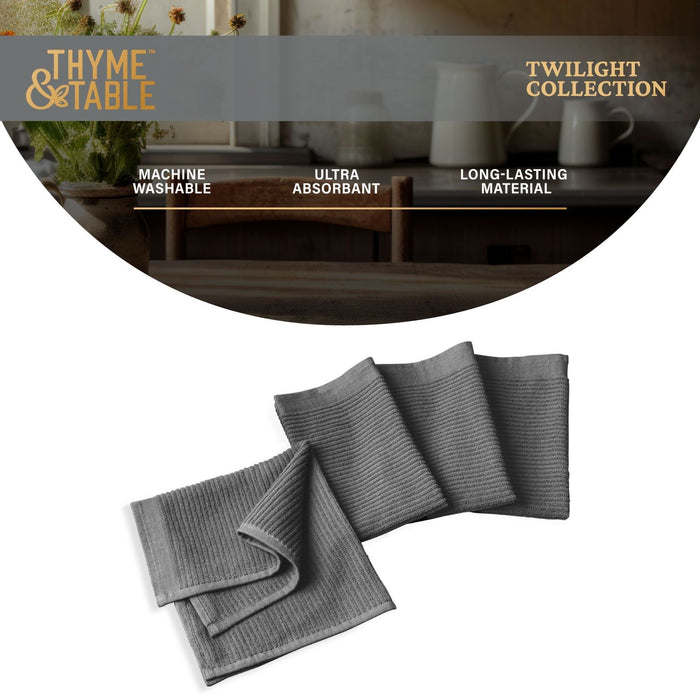 Thyme & Table 4-Piece Set Bar Mop Towels, Gray