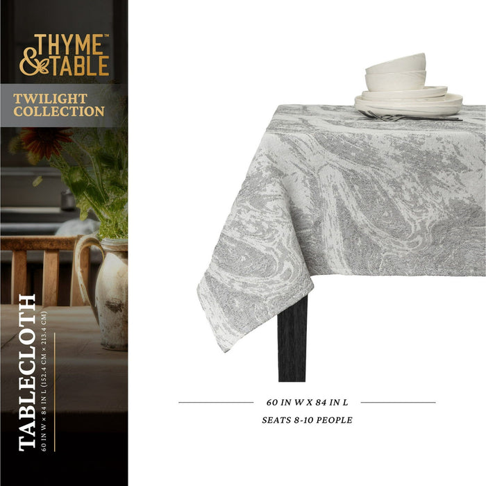 Thyme & Table 84" Tablecloth, Gray Marble