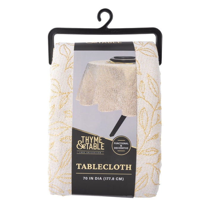 Thyme & Table 70" Round Tablecloth, Gold Leaf