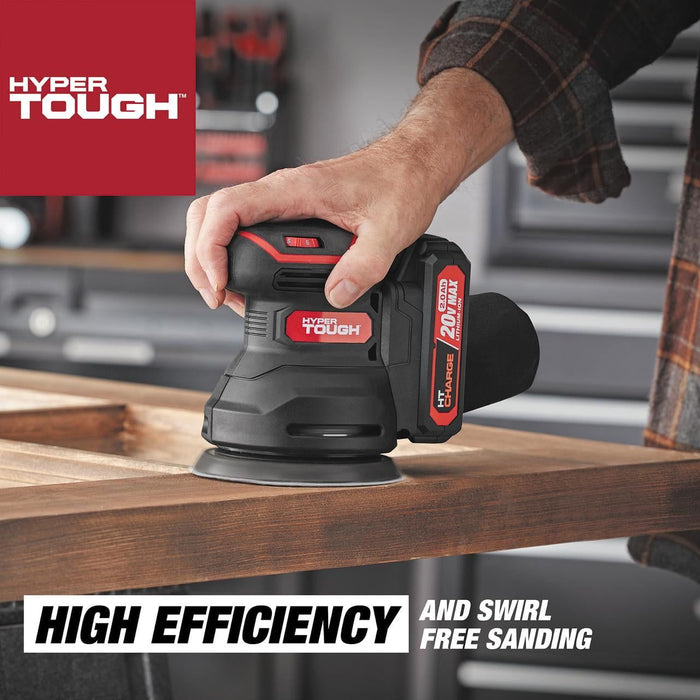 Hyper Tough 20V 2.0Ah Battery Powered 5-inch Cordless Random Orbital Sander, 6604.3