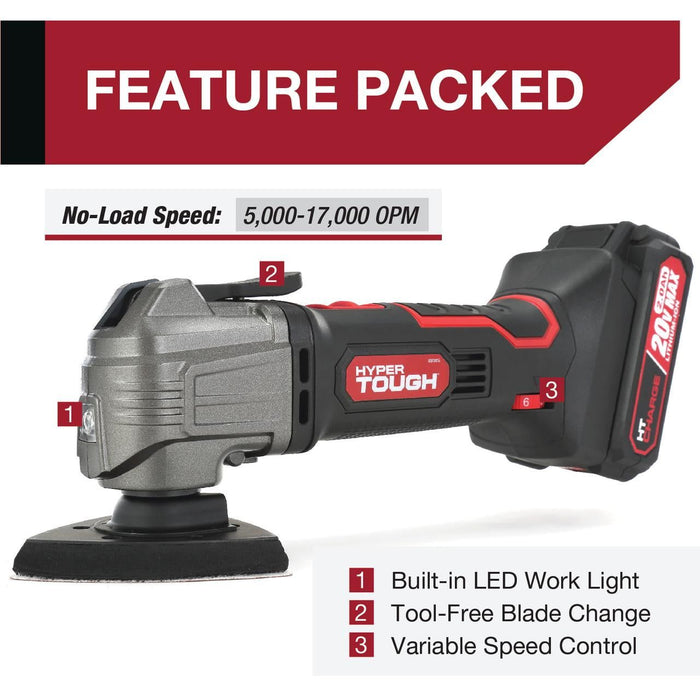 Hyper Tough 20V Max Lithium-Ion Oscillating Power Tool with 2.0 Amp Hour Battery & Charger, New Condition