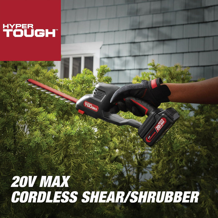 Hyper Tough 20V Cordless 5" Shear/ 9" Shrubber, with Battery and Charger; HT13-401-003-02