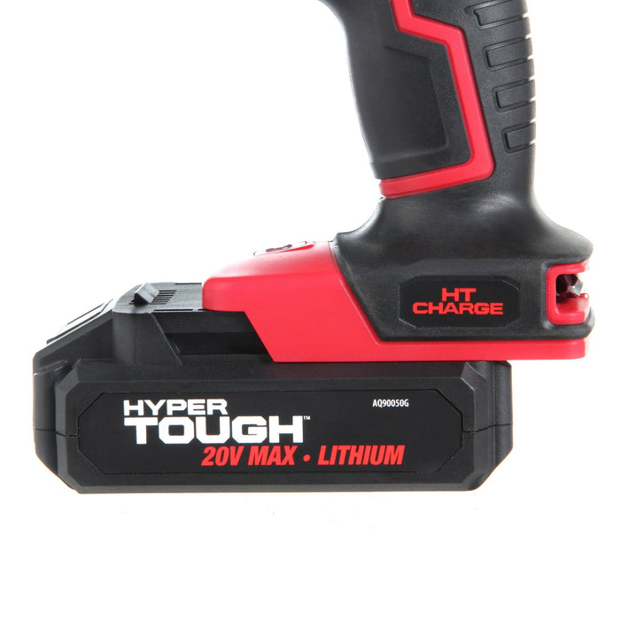 Hyper Tough 20V Max Lithium-ion Cordless Drill, 3/8 inch Chuck, Variable Speed, with 1.5Ah Lithium-ion Battery and Charger, Bit Holder & LED Light