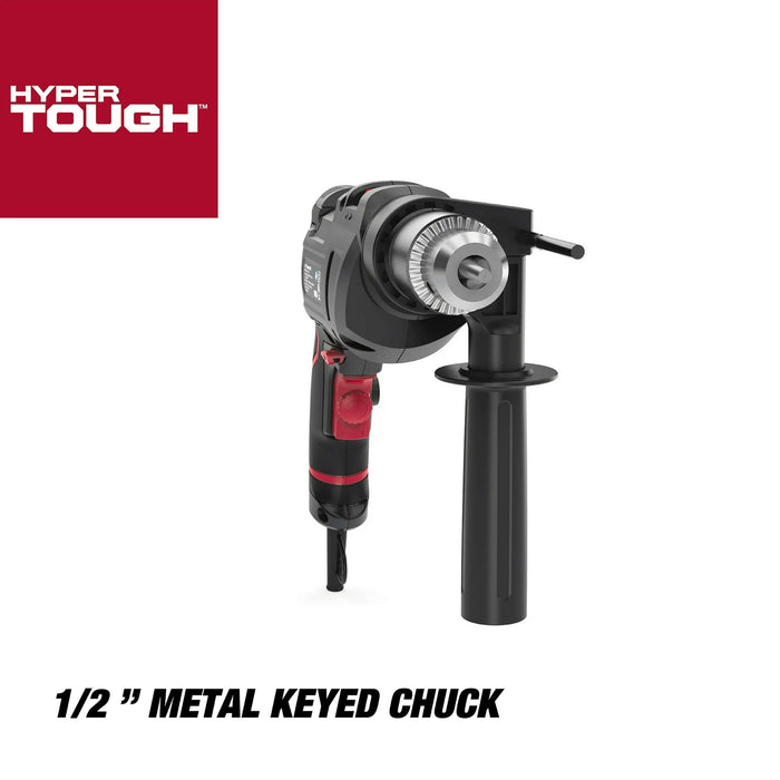 Hyper Tough 6-Amp 1/2-inch Corded Hammer Drill, Keyed Chuck, 120 Volt,TD6HD