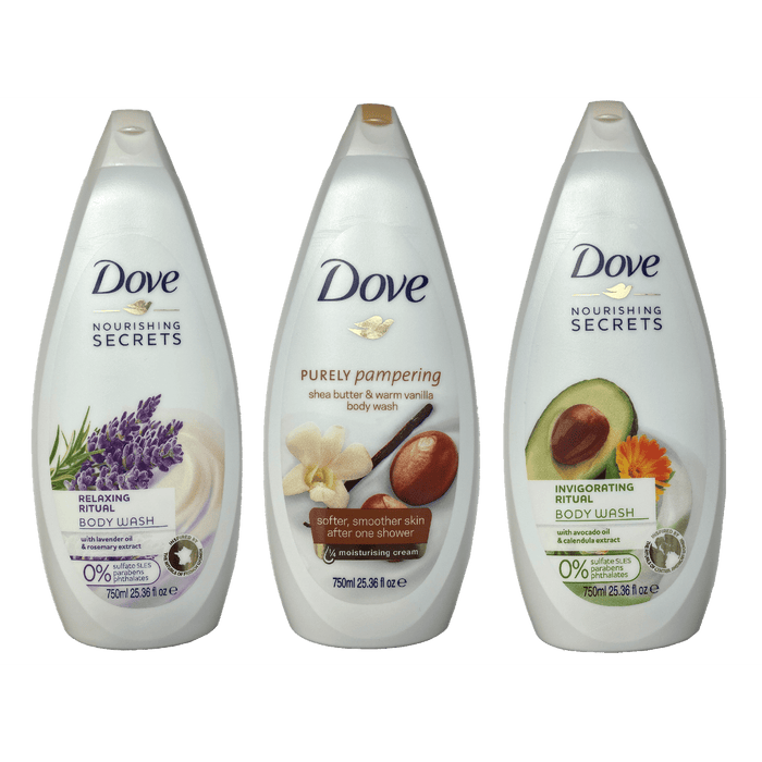 Dove Body Wash Shower 25.3 Oz Set of 3 Assorted