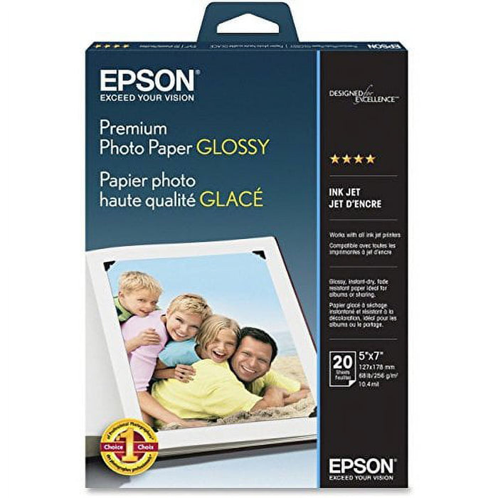 Epson S041464 Photo Paper 5" x 7" - High Gloss - 92 Brightness - 20 Sheet - White