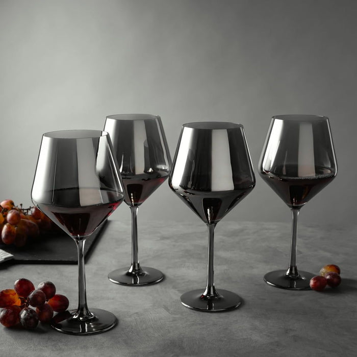 Thyme & Table 4-Piece Angled Wine Glass Set in Smoke Finish