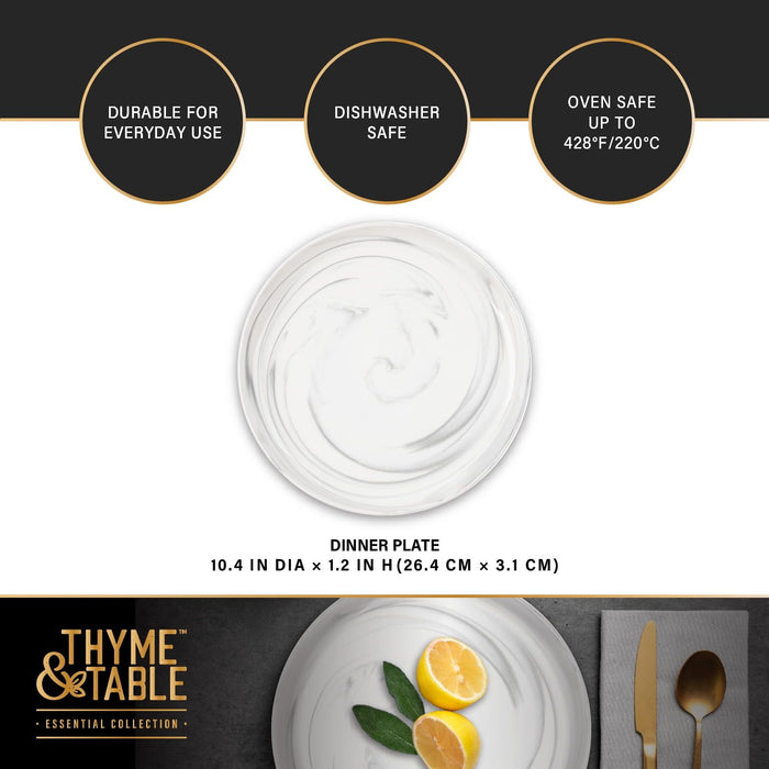 Thyme & Table Grey Marble Stoneware Round Dinner Plate