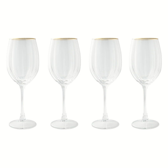 Thyme & Table 4-Piece Scalloped Wine Glass Set with Gold Rim