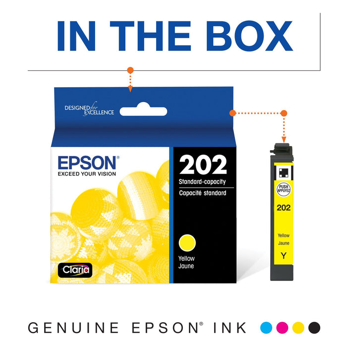 Epson 202 Standard-capacity Yellow Ink Cartridge works with WF-2860 and XP-5100