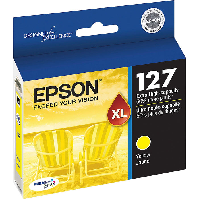 EPSON 127 DURABrite Ultra Ink Yellow Cartridge For NX-530, NX-625, WF-3520, WF-3530, WF-3540, WF-545, WF-60, WF-630, WF-633, WF-635, WF-645, WF-7010, WF-7510, WF-7520, WF-840, WF-845