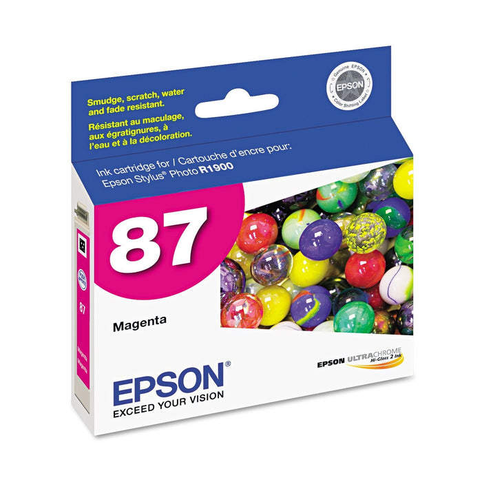 Epson T087320 (87) UltraChrome Hi-Gloss 2 Ink, Magenta -EPST087320