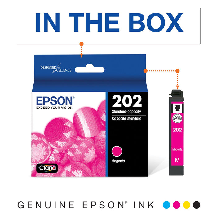 Epson 202 Standard-capacity Magenta Ink Cartridge works with WF-2860 and XP-5100