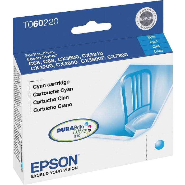 Epson, EPST060220S, DURABrite Ultra Cyan Ink Cartridge, 1 Each