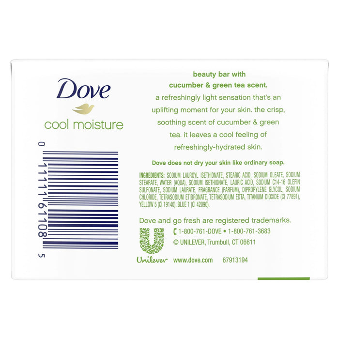 D ove Go Fresh Cool Moisturizing Gentle Beauty Bar Soap, Cucumber & Green Tea, 3.75 oz (4 Bars)