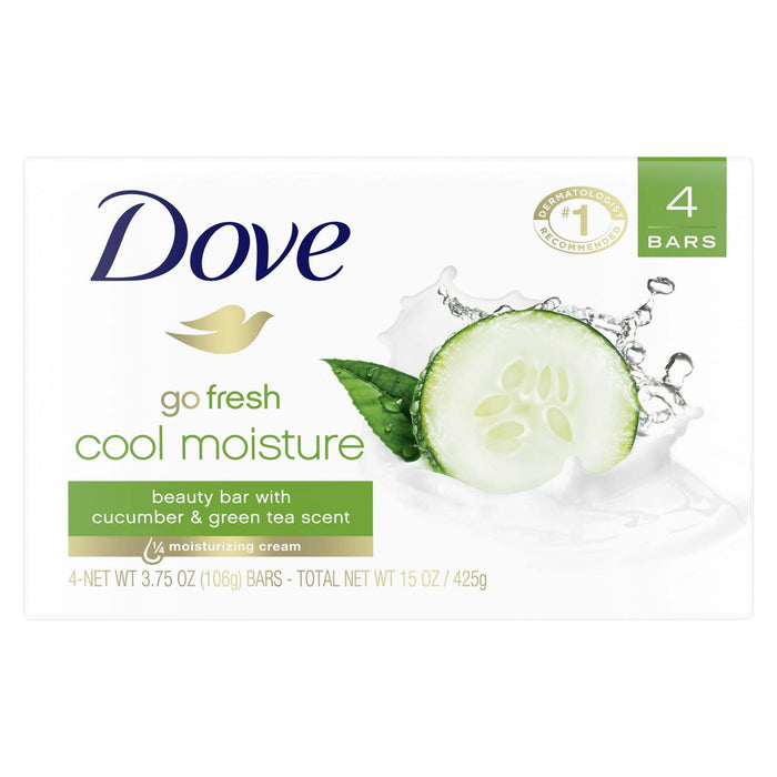 D ove Go Fresh Cool Moisturizing Gentle Beauty Bar Soap, Cucumber & Green Tea, 3.75 oz (4 Bars)