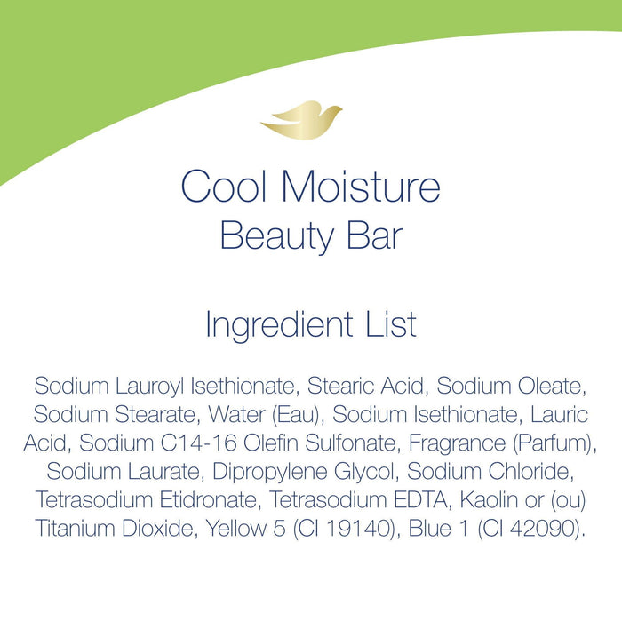 D ove Cool Moisture Gentle Beauty Bar Soap All Skin Type, Cucumber and Green Tea, 3.75 oz (12 Bars)