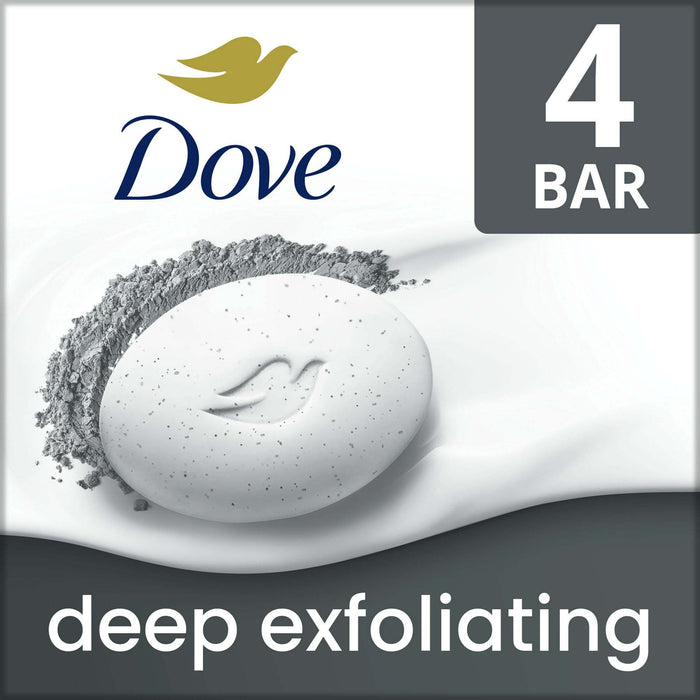 D ove Deep Exfoliating Women's Beauty Bar Soap Charcoal & Glycerin All Skin, 3.75 oz 4 Bars