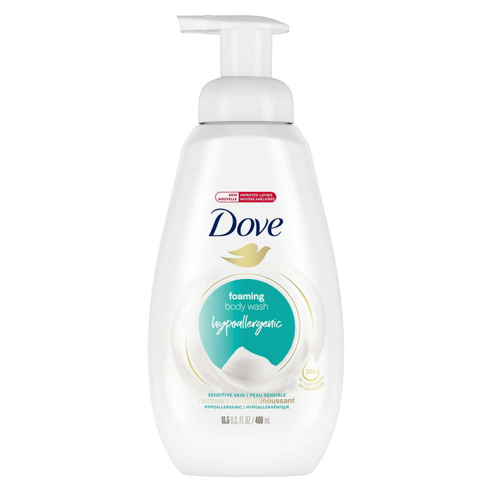 Dove Foaming Long Lasting Hypoallergenic Women's Body Wash for Sensitive Skin, 13.5 fl oz