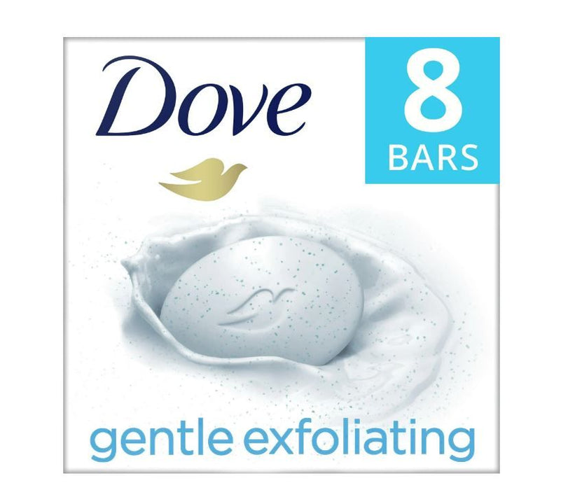 D ove Gentle Exfoliating Women's Beauty Bar Soap All Skin Type, 3.75 oz (8 Bars)