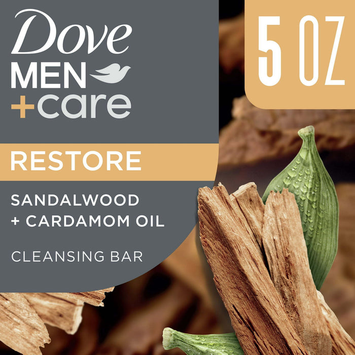 Dove Men+Care 4-in-1 Plant-Based Cleansing Hair, Body, Face & Shaving Bar Soap, Sandalwood + Cardamom Oil, 5 oz