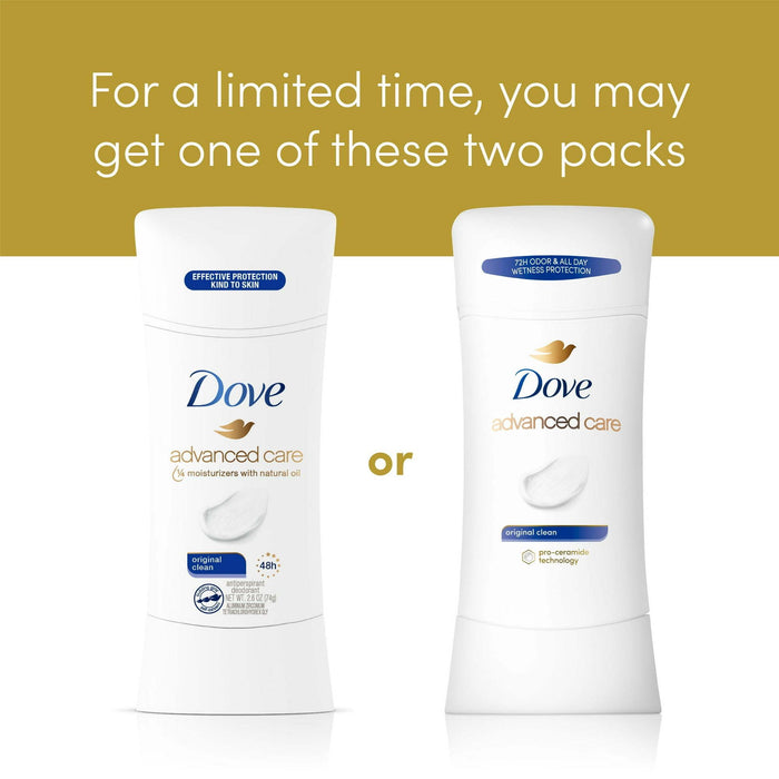 Dove Advanced Care Long Lasting Women's Antiperspirant Deodorant Stick, Original Clean, 2.6 oz