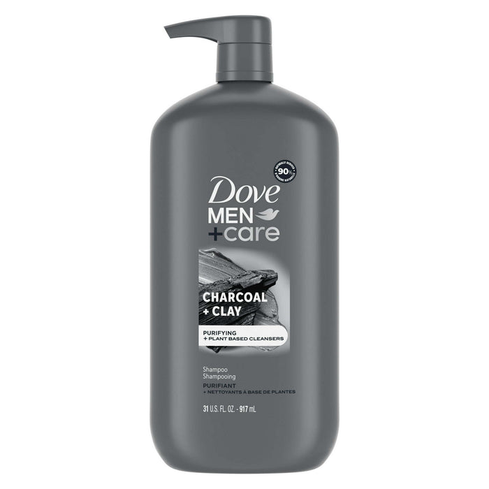 Dove Men+Care Purifying Shampoo with Pump Charcoal + Clay, 31 oz