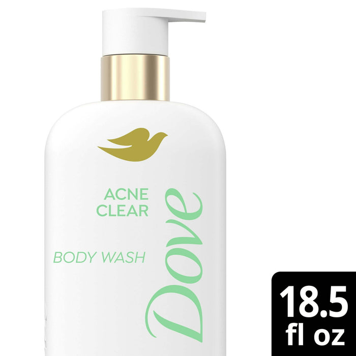 Dove Acne Clear Women's Body Wash with 1% Salicylic Acid for Acne Prone Skin, 18.5 oz