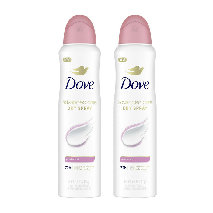 Dove Advanced Care Women's Antiperspirant Deodorant Spray Powder Soft, 3.8 oz Twin Pack