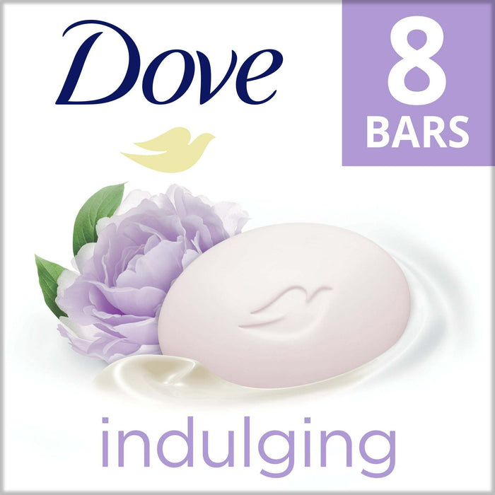 D ove Indulging Gentle Beauty Bar Soap for Dry Skin, Sweet Cream and Peony, 3.75 oz (8 Bars)