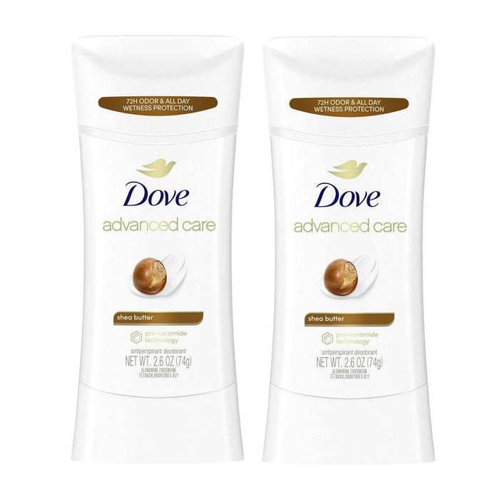 Dove Advanced Care Women's Antiperspirant Deodorant Stick Pro Ceramide Shea Butter, 2.6 oz Twin Pack