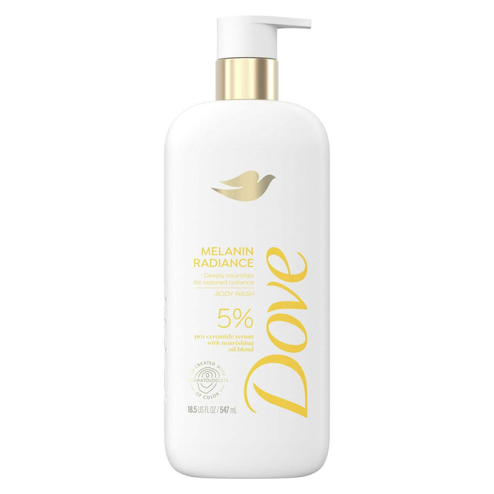 Dove Melanin Radiance Body Wash 5% Pro-Ceramide Serum with Nourishing Oil Blend All Skin, 18.5 oz