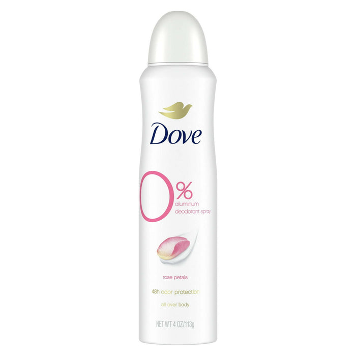 Dove 0% Aluminum Women's Deodorant Spray, Rose Petals, 4 oz