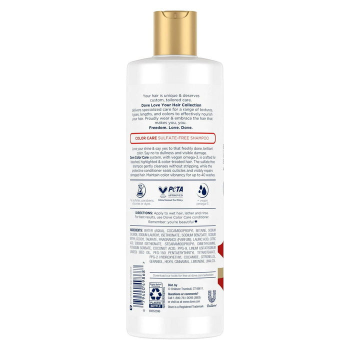 Dove Love Your Shine Color Care Daily Shampoo with Vegan Omega 3, 13.5 fl oz