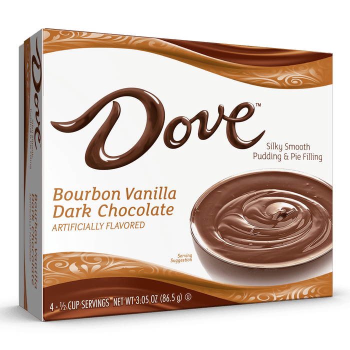 Dove Bourbon Vanilla Dark Chocolate Instant Pudding Mix and Pie Filling, 4 Servings, 3.03 oz