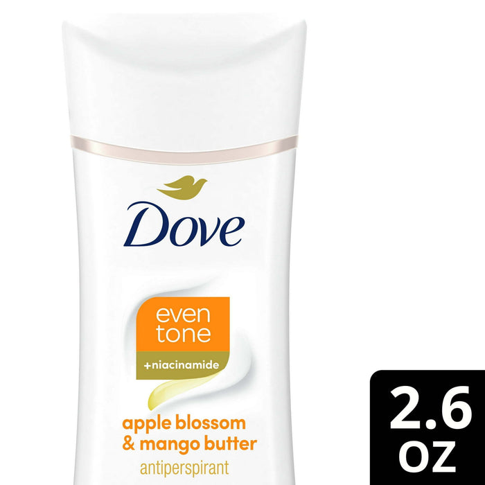 Dove Even Tone Women's Antiperspirant Deodorant Stick, Apple Blossom & Mango Butter, 2.6 oz