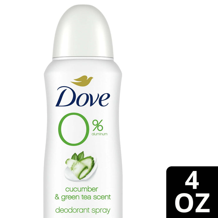 Dove 0% Aluminum Women's Deodorant Spray, Cucumber and Green Tea, 4 oz