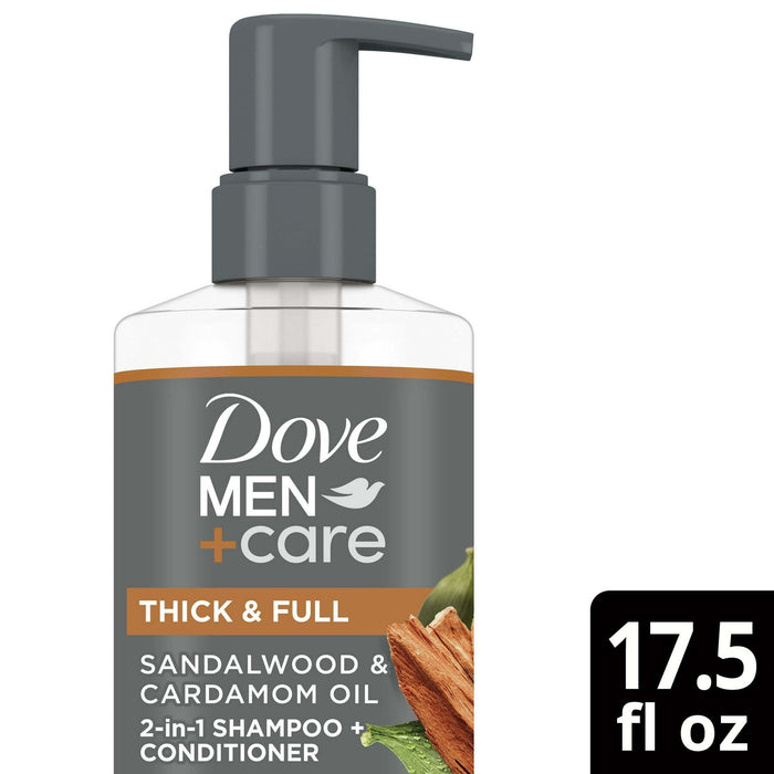 Dove Men+Care 2-in-1 Men's Shampoo + Conditioner, Sandalwood & Cardamom Oil All Hair Type, 17.5 oz