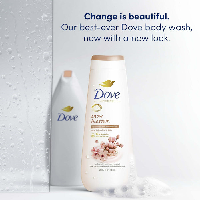 Dove Limited Edition Snow Blossom Women's Liquid Body Wash Cleanser All Skin, 20 oz