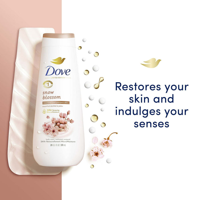 Dove Limited Edition Snow Blossom Women's Liquid Body Wash Cleanser All Skin, 20 oz