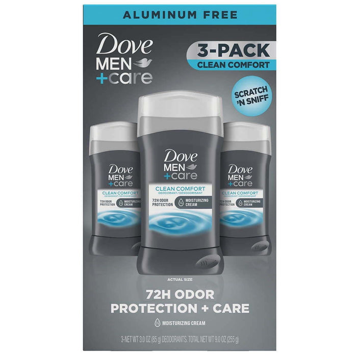 Dove Men+Care Aluminum-Free Deodorant; Clean Comfort 3 Ounce (Pack of 3)