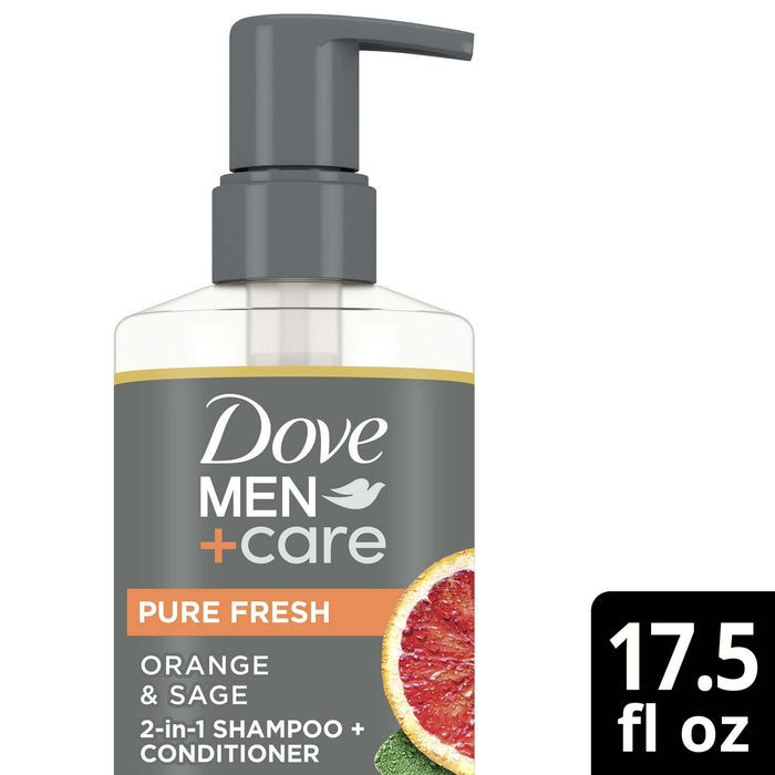 Dove Men+Care 2-in-1 Shampoo + Conditioner Pure Fresh Orange & Sage, 17.5 oz