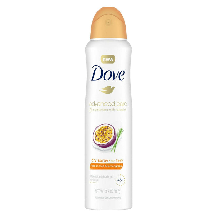 Dove Advanced Care Women's Antiperspirant Deodorant Dry Spray, Passion Fruit and Lemongrass, 3.8 oz