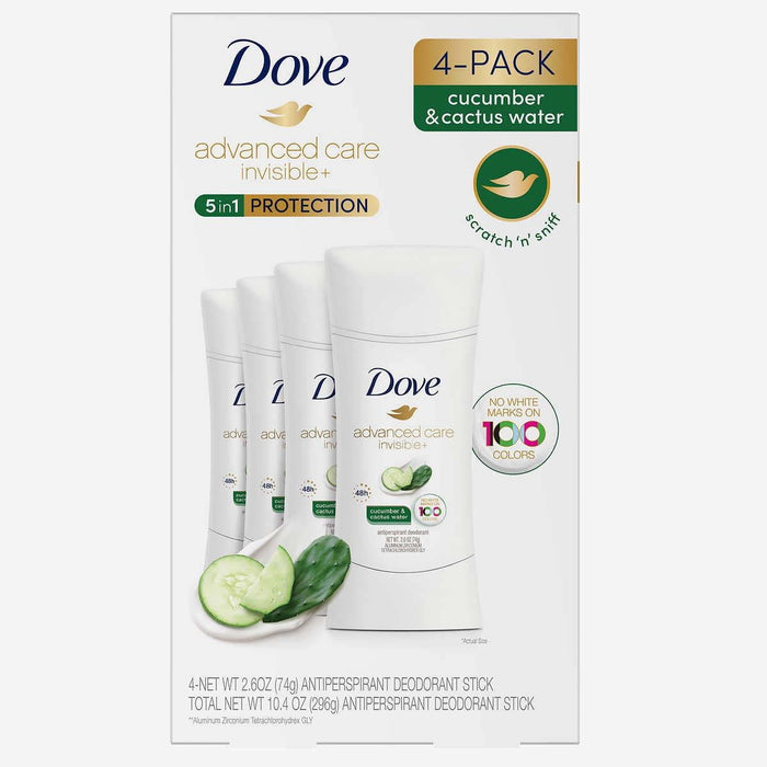 Dove Advanced Care Invisible+ Antiperspirant Deodorant 2.6 Ounce (Pack of 4)