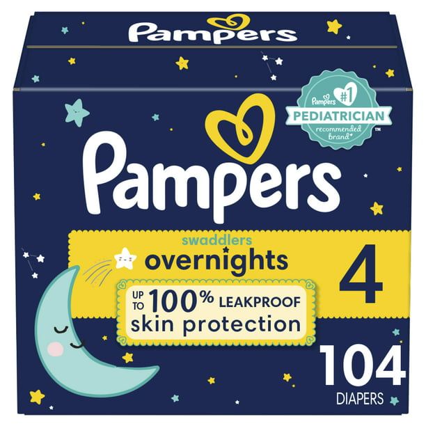 Pampers Swaddlers Overnights Diapers Size 4, 104 Count