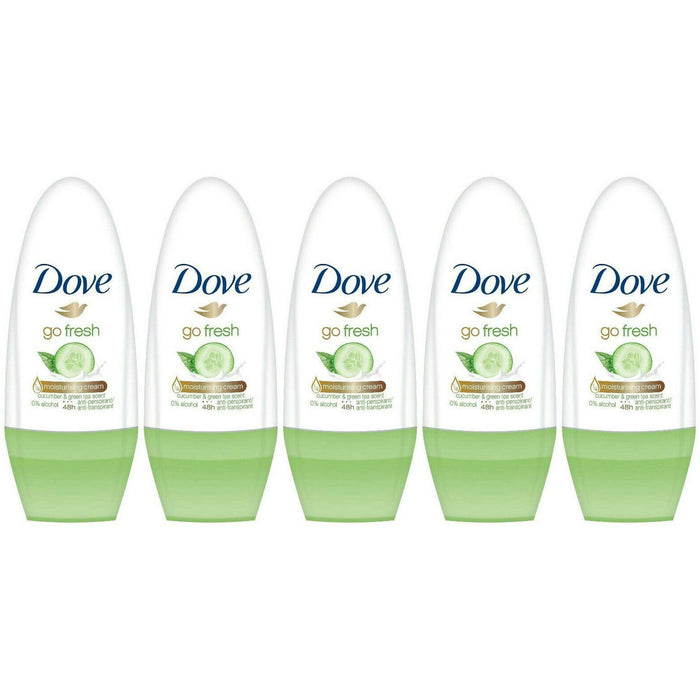 Dove Go Fresh Cucumber & Green Tea Scent Antiperspirant Roll-on, 50 Ml / 1.7 Ounce (Pack of 5)