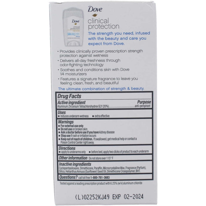 Dove Clinical Protection Anti-Perspirant Deodorant Solid Original Clean 1.70 oz (Pack of 3)